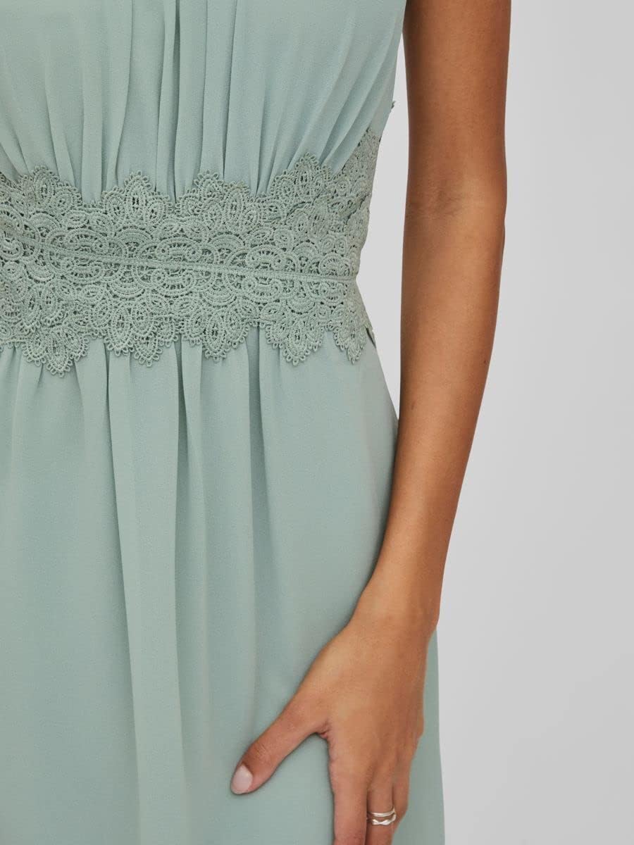 Vila Damen Vimilina Halterneck Dress/Su-Noos Kleid 38 Green Milieu/Detail:elastic, 38 Green Milieu/D