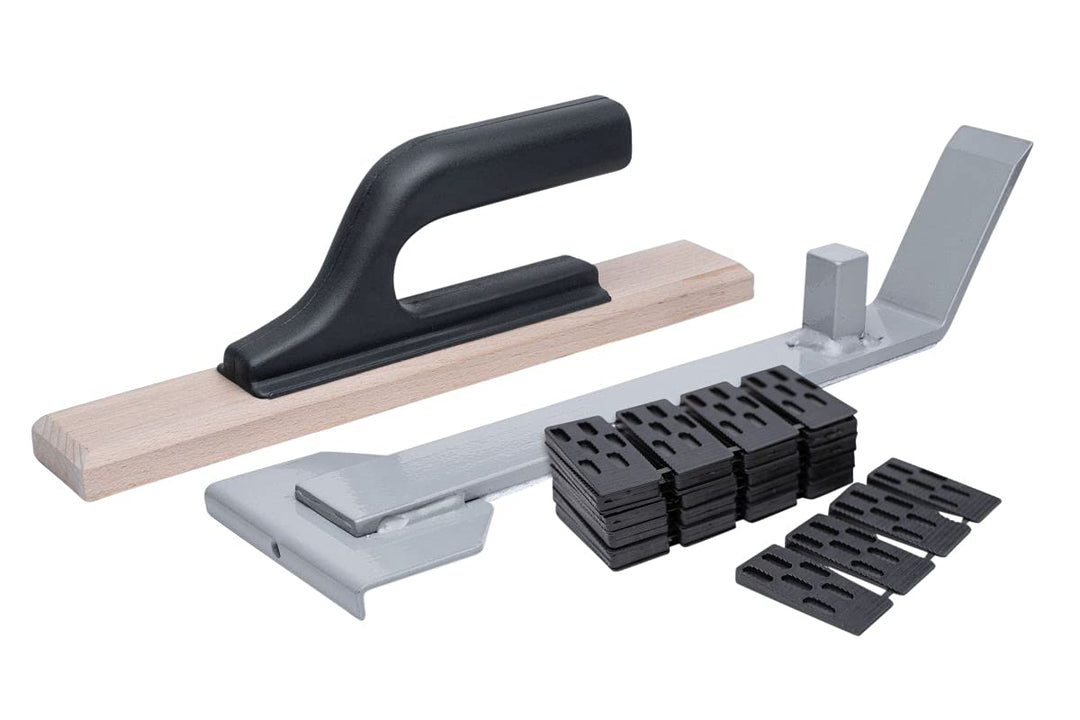 Leiste24 Bodenverlegeset PROFI | Komplettpaket 42 tlg. Zugeisen mit Amboss und Filzunterlage, Schlag