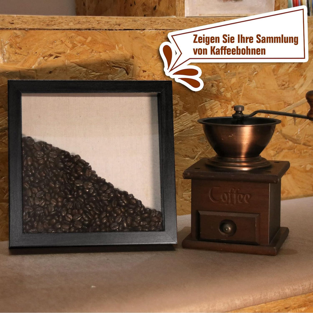 Muzilife 3D Bilderrahmen zum Befüllen 2 Stück Schwarz 20x20 cm, Holz Rahmen Objektrahmen Shadow Box