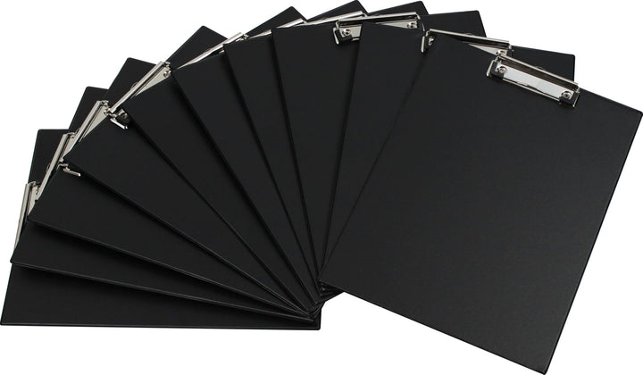 Klemmbrett A4 aus Graupappe, mit PVC-Folienüberzug, Farbe: schwarz – 10 Stück
