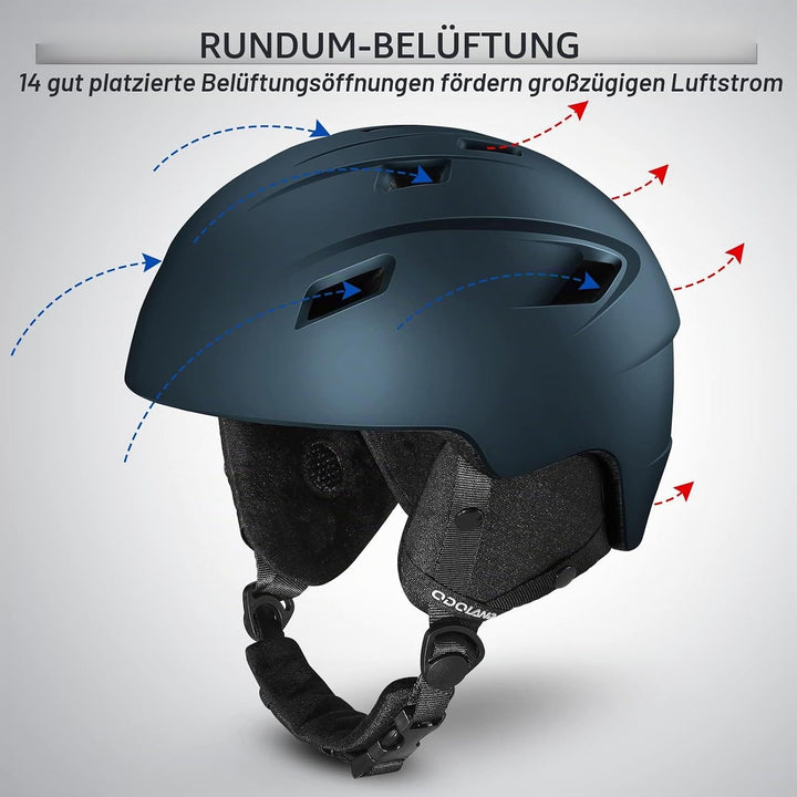 Odoland Skihelm und Skibrille Set Snowboardhelm mit Snowboardbrille für Damen und Herren Ski Goggles