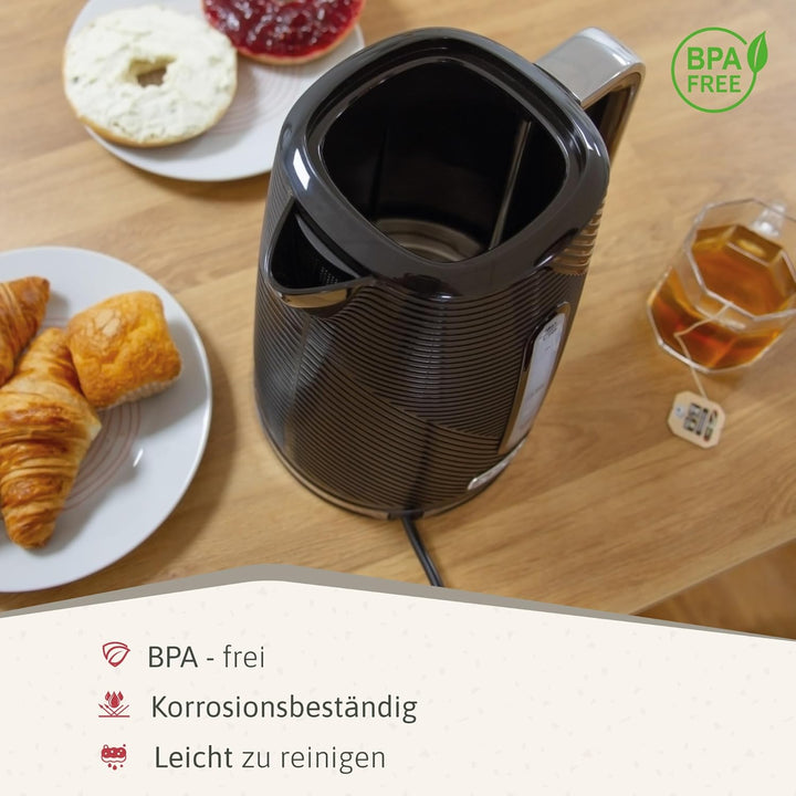 briebe Elegance Wasserkocher 1,7L Elektrischer Teekocher 2200W Schnell Aufheizender, BPA-frei, 360°