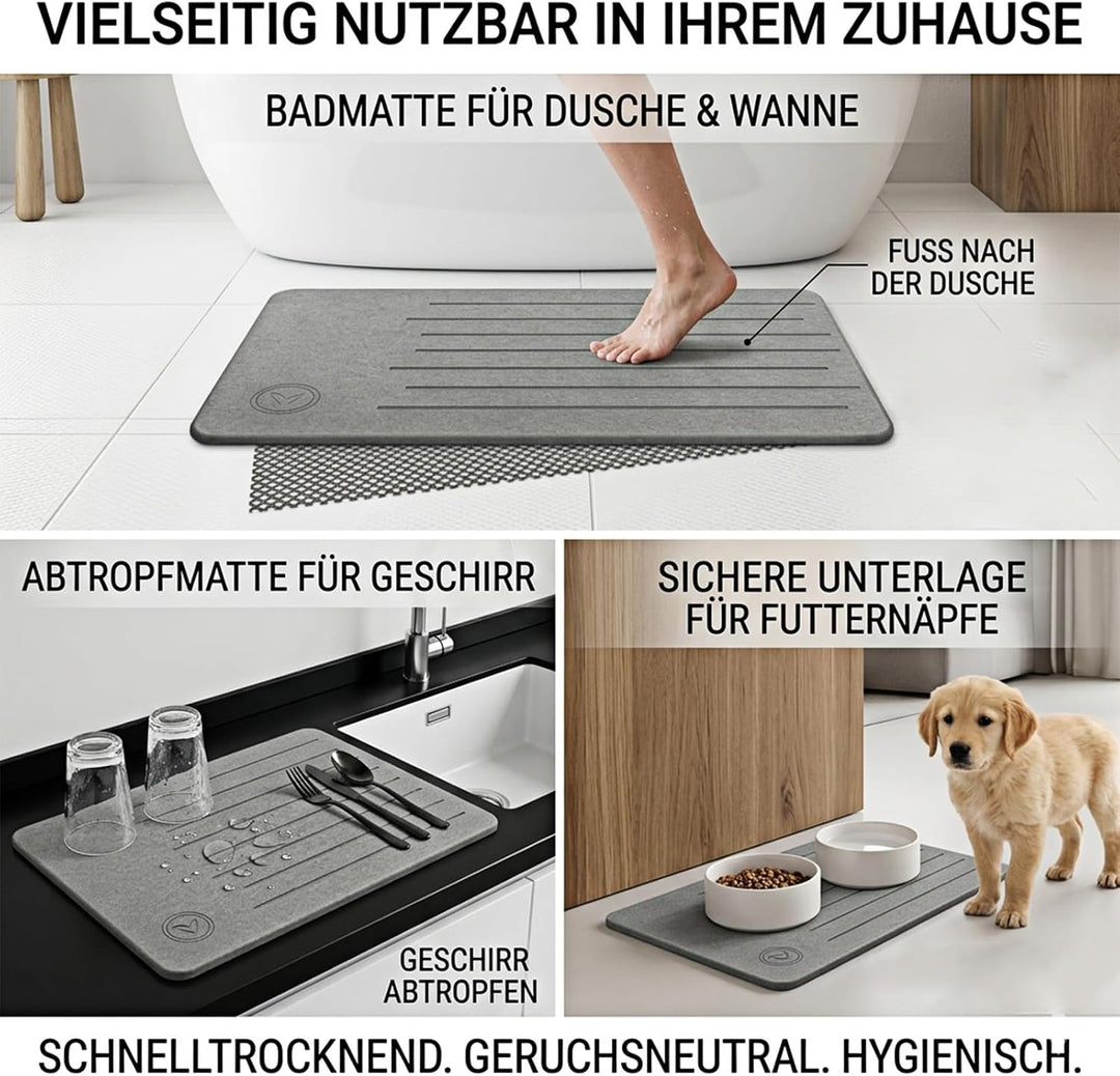 Amilutuo Badematte Stein, Diatomite Stone Bath Mat, rutschfeste Stein Badematte, Badematte Stein Sch