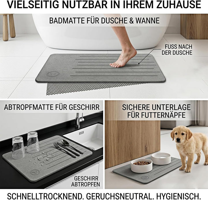 Amilutuo Badematte Stein, Diatomite Stone Bath Mat, rutschfeste Stein Badematte, Badematte Stein Sch