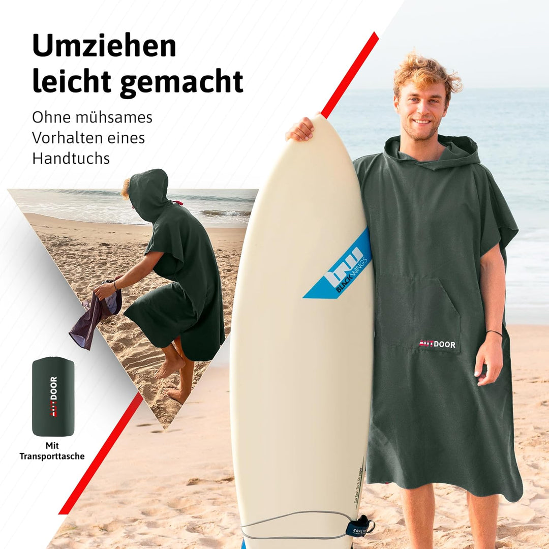 AUTDOOR® Mikrofaser Badeponcho Damen & Herren - nachhaltig aus 100% recycelten PET-Flaschen - Handtu