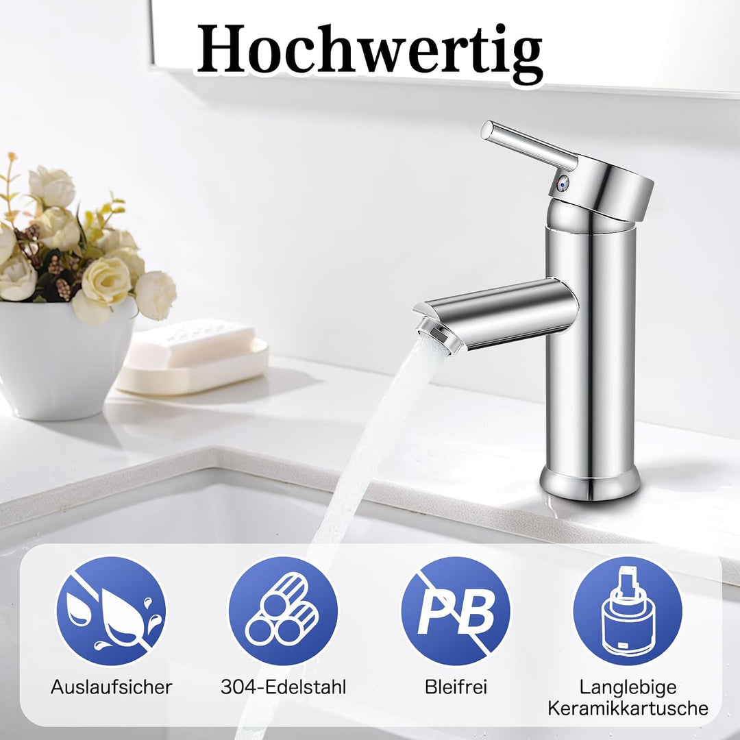 kisimixer Wasserhahn Bad Mischbatterie, Einhebelmischer Waschbecken Armaturen für Badezimmer, Modern