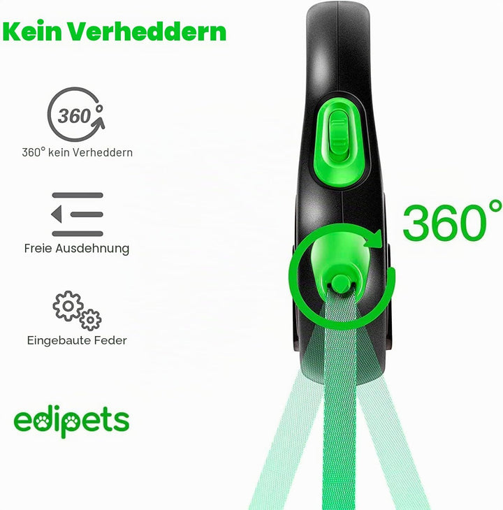 Edipets, Hundeleine, Ausziehbar, Einziehbar, 3, 5 und 8 Meter, Flexibles Band für Rechts- und Spazie