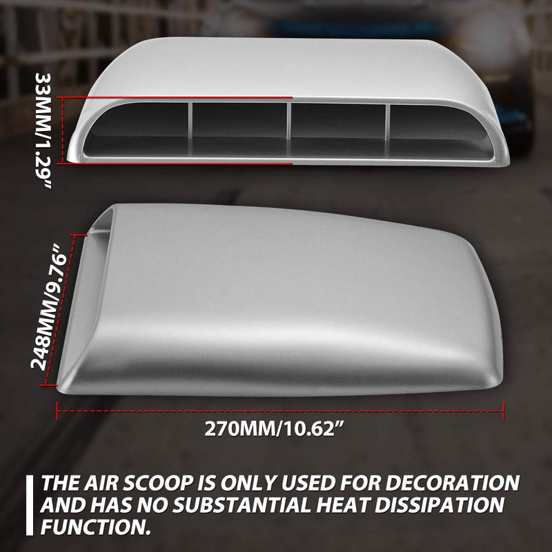 KATUR Universal Car Dekorative Luftstrom Einlasshaube Scoop Vent Turbo Bonnet Cover Grau, grau