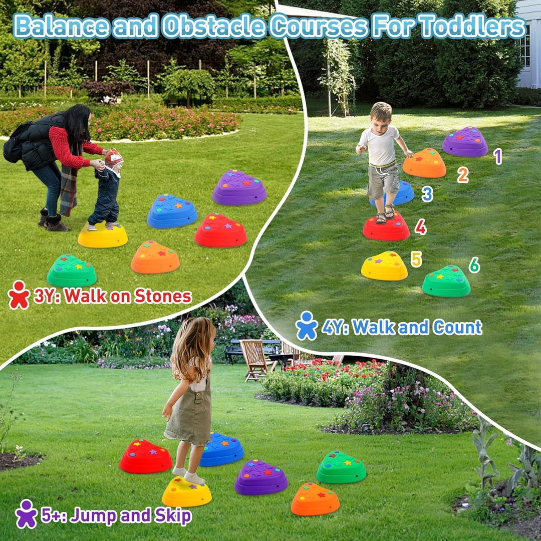 Balanciersteine für Kinder, 6er Set Stapelsteine Balancieren fördert Balance & Koordination, Indoor