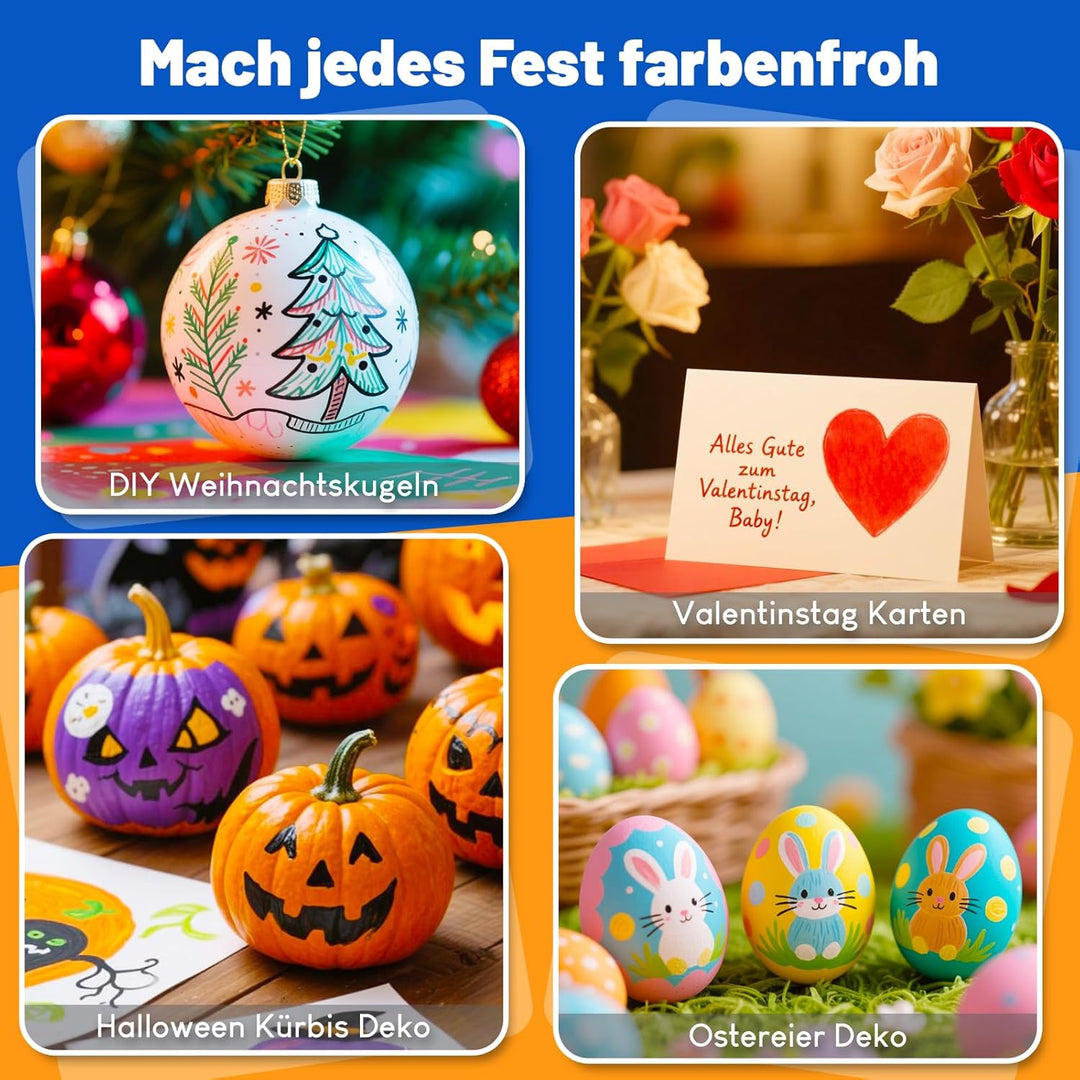 APOGO Acrylstifte für Steine Wasserfest Steine zum Bemalen, 18 Farben 0.7mm Acrylstifte Set für Weih