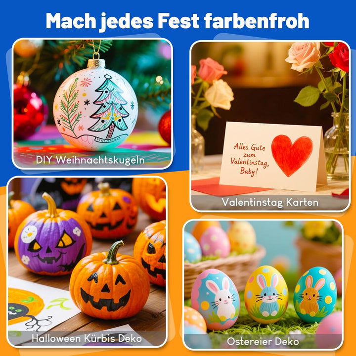 APOGO Acrylstifte für Steine Wasserfest Steine zum Bemalen, 18 Farben 0.7mm Acrylstifte Set für Weih