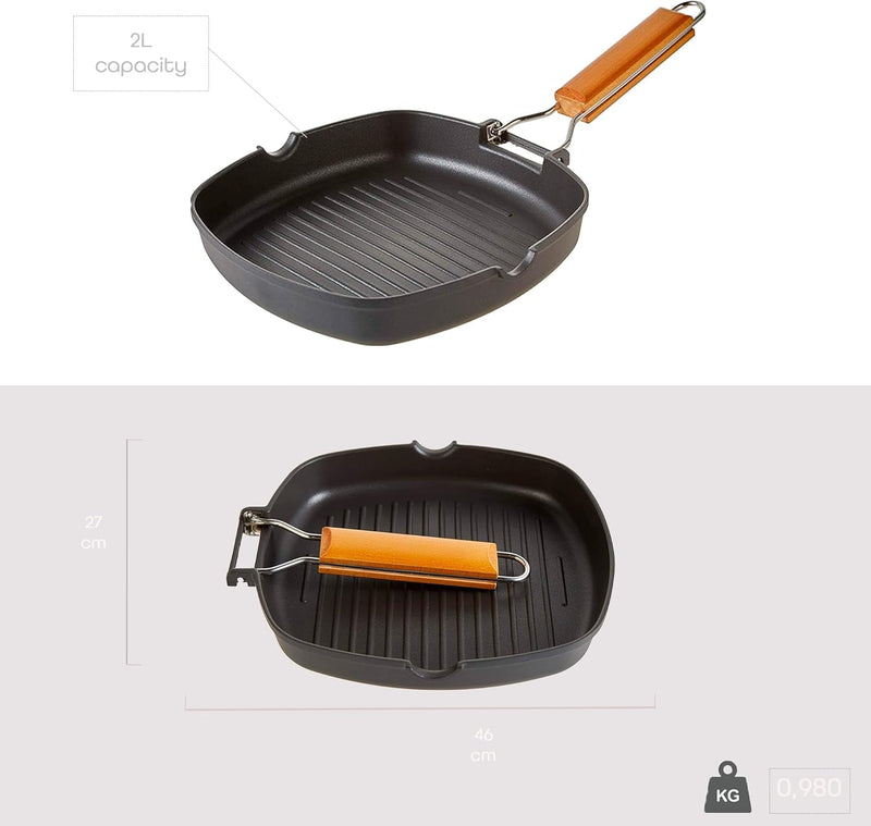 WECOOK! Ecostone Grillpfann Induktion Gewellt, 28 x 28 cm, Antihaftbeschichtung ILAG Ökologisch PFOA