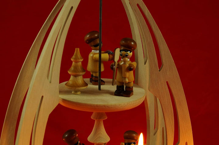 Wichtelstube-Kollektion XL Weihnachtspyramide f. Teelichter 35cm Weihnachtsbäckerei feinstes Buchenh