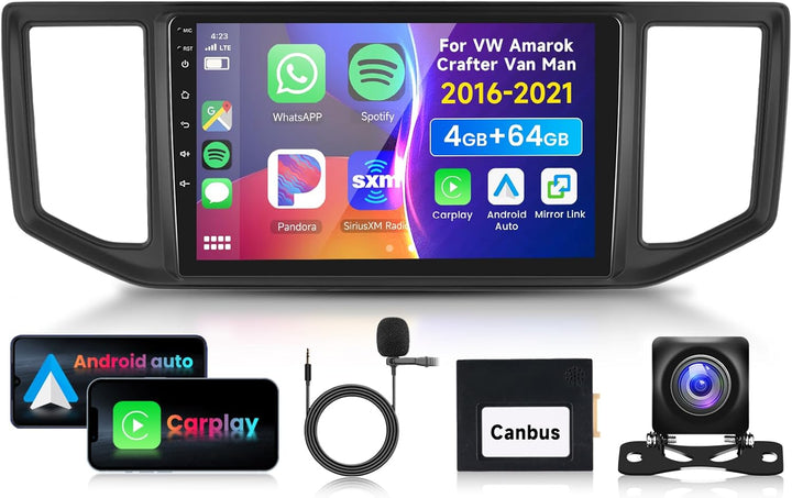 4G&64G 10.1" Autoradio Für VW Amarok Crafter Van Man 2016-2021 mit Carplay Android Auto Wireless,128