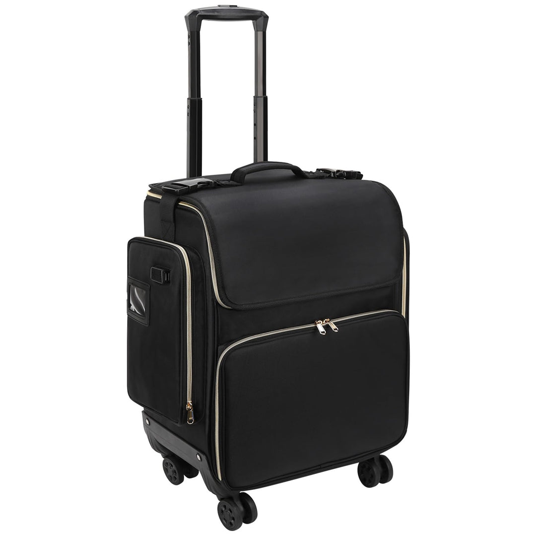 Kosmetikkoffer Trolley mit 360° Drehbaren Rädern, Friseurkoffer mit Abnehmbarer Tasche, Wärmeisolier