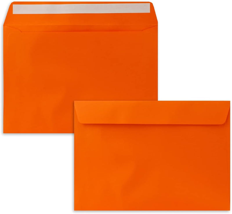 100x Briefumschläge DIN C5 Orange - 16,2 x 22,9 cm - Haftklebung - Edle Kuverts für grosse Einladung