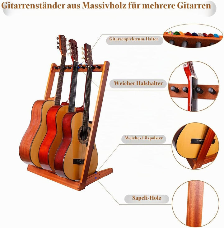 Gitarrenständer, HilerPunk Mehrere Gitarrenständer aus Holz,Gitarren Bodenständer mit Filzpad-Pick S