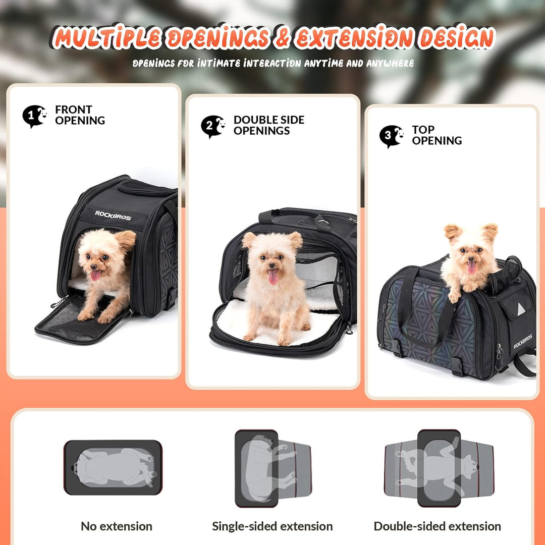 ROCKBROS Hundetasche Tragetasche Hund & Katze Hundebox Gepäckträgertasche Faltbar Tragbar Atmungsakt