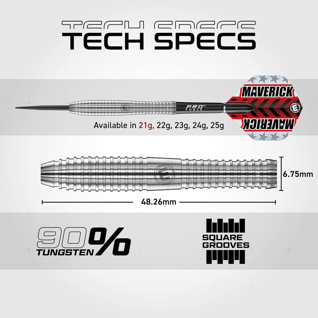 WINMAU Maverick 21 Gramm Profi Stahlspitze Wolfram Dartpfeile mit Flüge und Stiele (Wellen)
