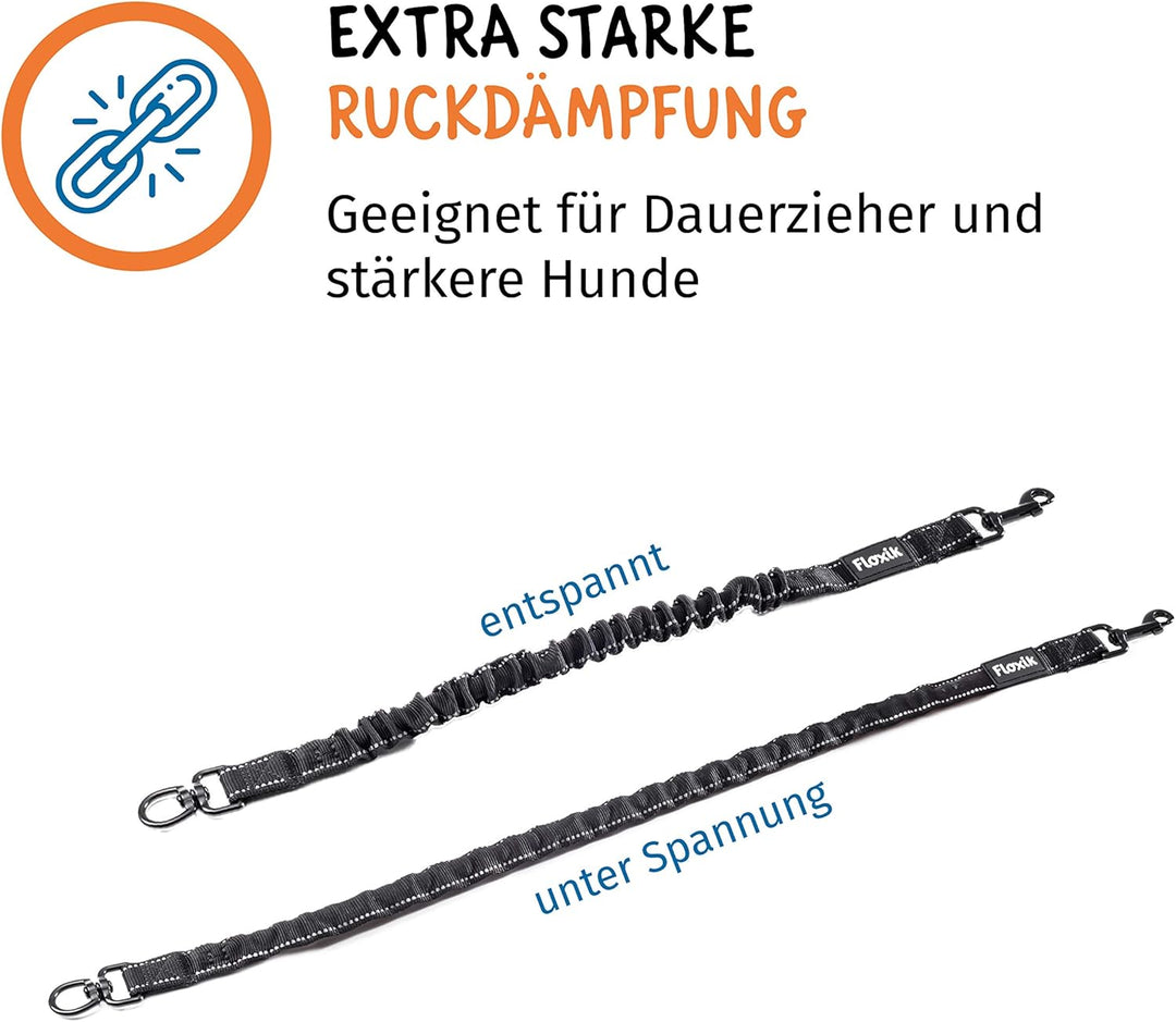Floxik Ruckdämpfer Hund klein | stark | Elastische, leichte Leinenverlängerung für Jede Hundeleine -