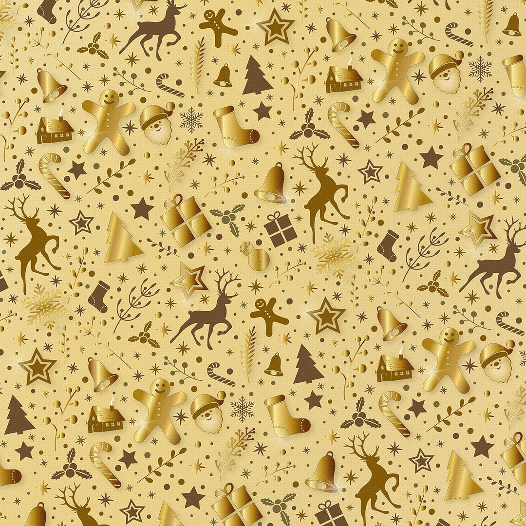 Geschenkpapier Weihnachten Gold Natura 25 Bogen 84 x 59 cm, Öko Recycling-Papier nachhaltig gedruckt
