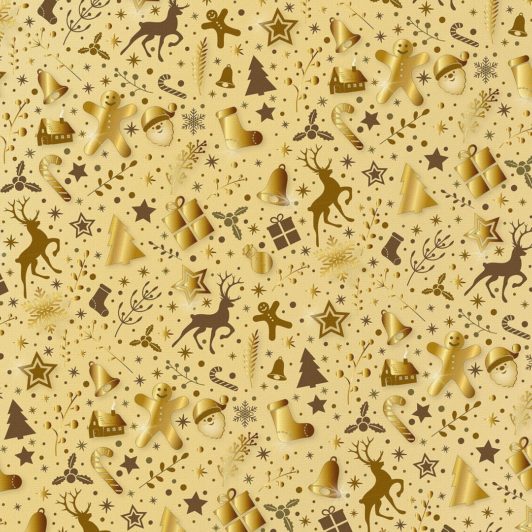 Geschenkpapier Weihnachten Gold Natura 100 Bogen 84 x 59 cm, Öko Recycling-Papier nachhaltig gedruck