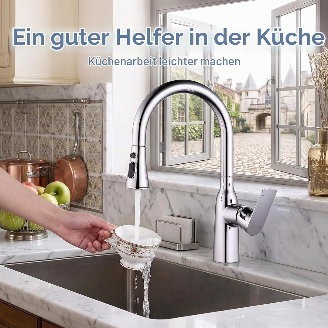 ARCORA Wasserhahn Küche Armatur Ausziehbar Küchenarmatur 360° Schwenkbar Spültischarmatur für Küchen