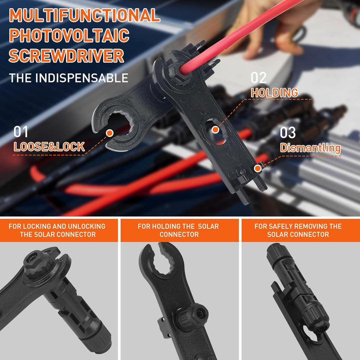 Solar Crimpzange Set für 2.5/4/6mm² Pv Kabel,12 Paar Pv Stecker Und Kabelstecker,1x Crimpzange,Wasse