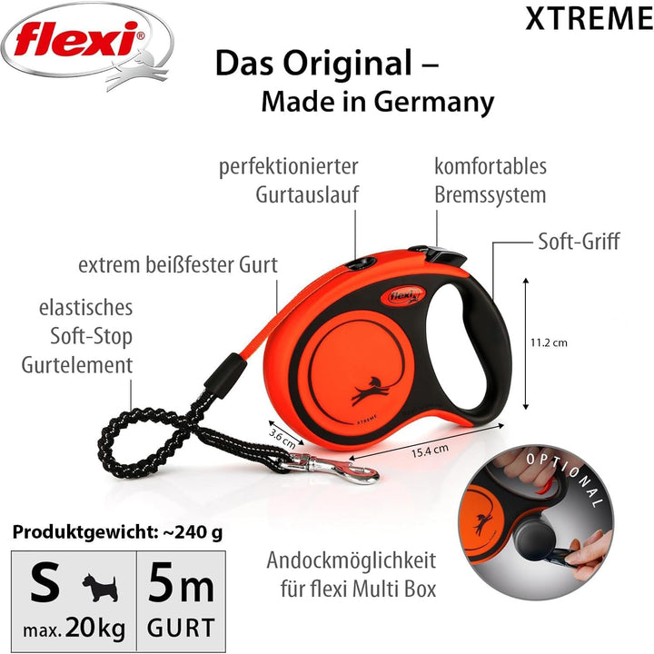 flexi Rollleine Xtreme - Tape Leash Orange - S schwarz orange S, schwarz orange S