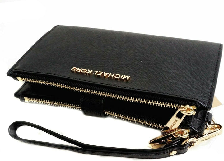 Michael Kors Damen Jet Set Travel Double Zip Wristlet Schwarzes Saffiano, Schwarzes Saffiano