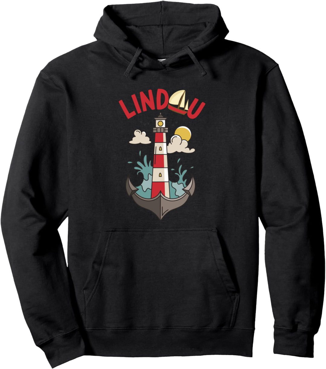 Lindau Souvenir Anker und Leuchtturm Bodensee mit Kindern Pullover Hoodie