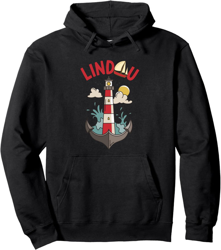 Lindau Souvenir Anker und Leuchtturm Bodensee mit Kindern Pullover Hoodie