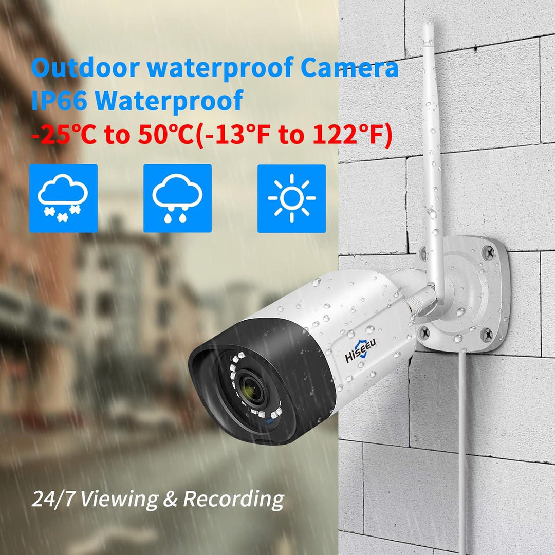 【PTZ-Kamera+Bullet-Kamera】 Hiseeu Überwachungskamera Set Aussen WLAN,5MP Überwachungskamerasystem mi