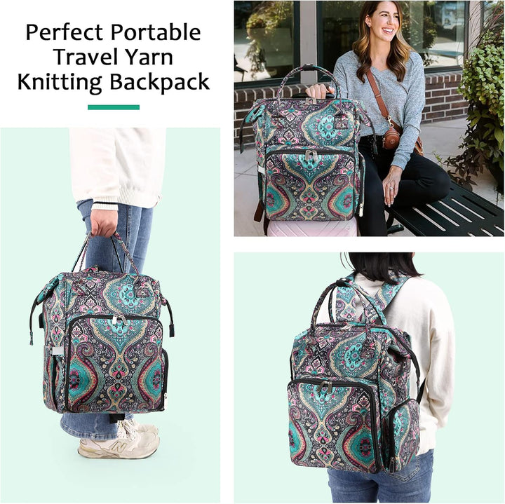 KOKNIT Stricktasche mit grossem Fassungsvermögen, tragbare Häkeltaschen und Tragetaschen, Organizer