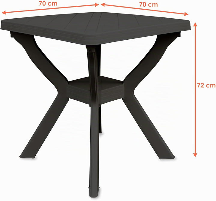 Spetebo Kunststoff Gartentisch quadratisch 70 cm - anthrazit - Campingtisch im klassischen Design -