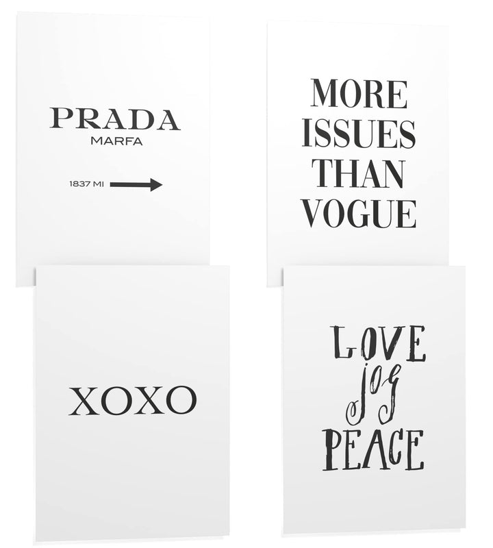 Papierschmiede® Premium Spruchposter Set 4er DIN A1, Motiv: Mode Ikone, Typografie Bilder Wohnzimmer
