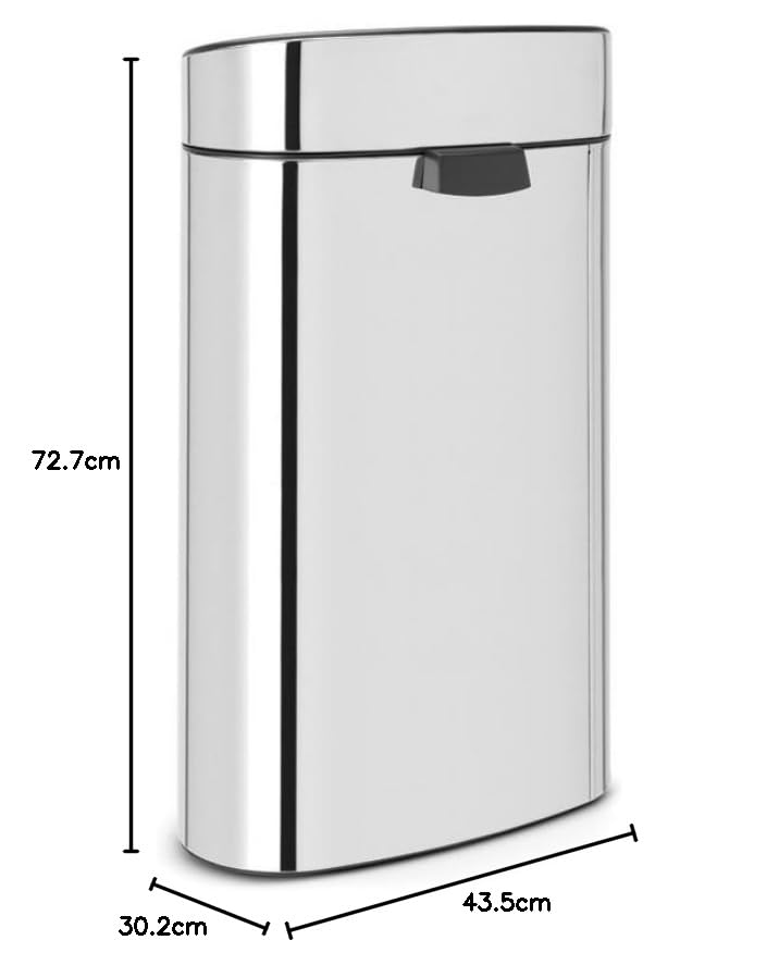 Brabantia Touch Bin New mit herausnehmbaren Kunststoffeinsatz, 40L, Edelstahl, Brilliant Steel, 32.8