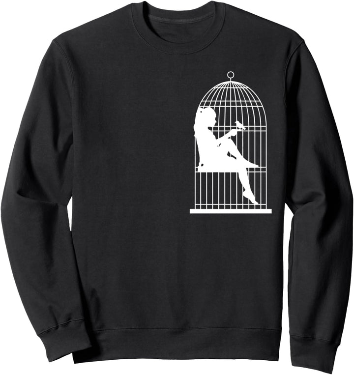 Girl with a Bird Confined and Caged in a Birdcage Sweatshirt