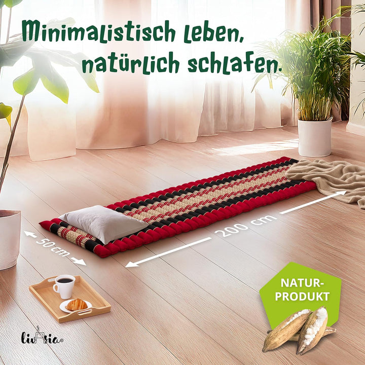 livasia Rollmatte Rollmatratze L-200x110x4,5cm, Gästebett Gästematratze 1 Person, Reisebett Kofferra