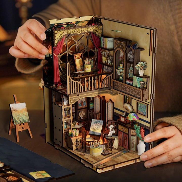 Book Nook Kit, DIY Miniatur Haus Puppenhaus Bausatz Bücherregal Deko für Jugendliche und Erwachsene（
