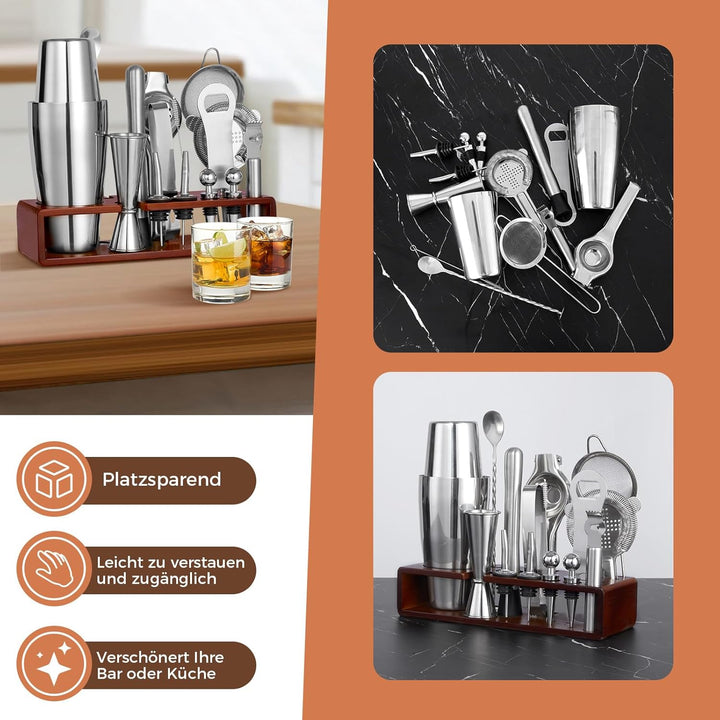 Sosayet Cocktail Set - 825ml Boston Shaker Geschenkset - Premium Cocktail Shaker Set aus Edelstahl m