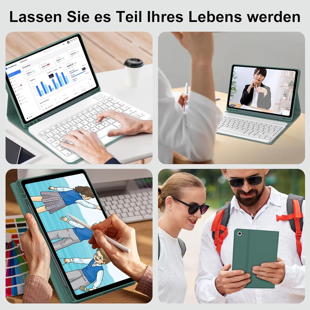 Tastatur Hülle für Samsung Galaxy Tab A11+ Plus/A9+ Plus 11 Zoll 2025/2023 Tablet mit Magnetisch Abn