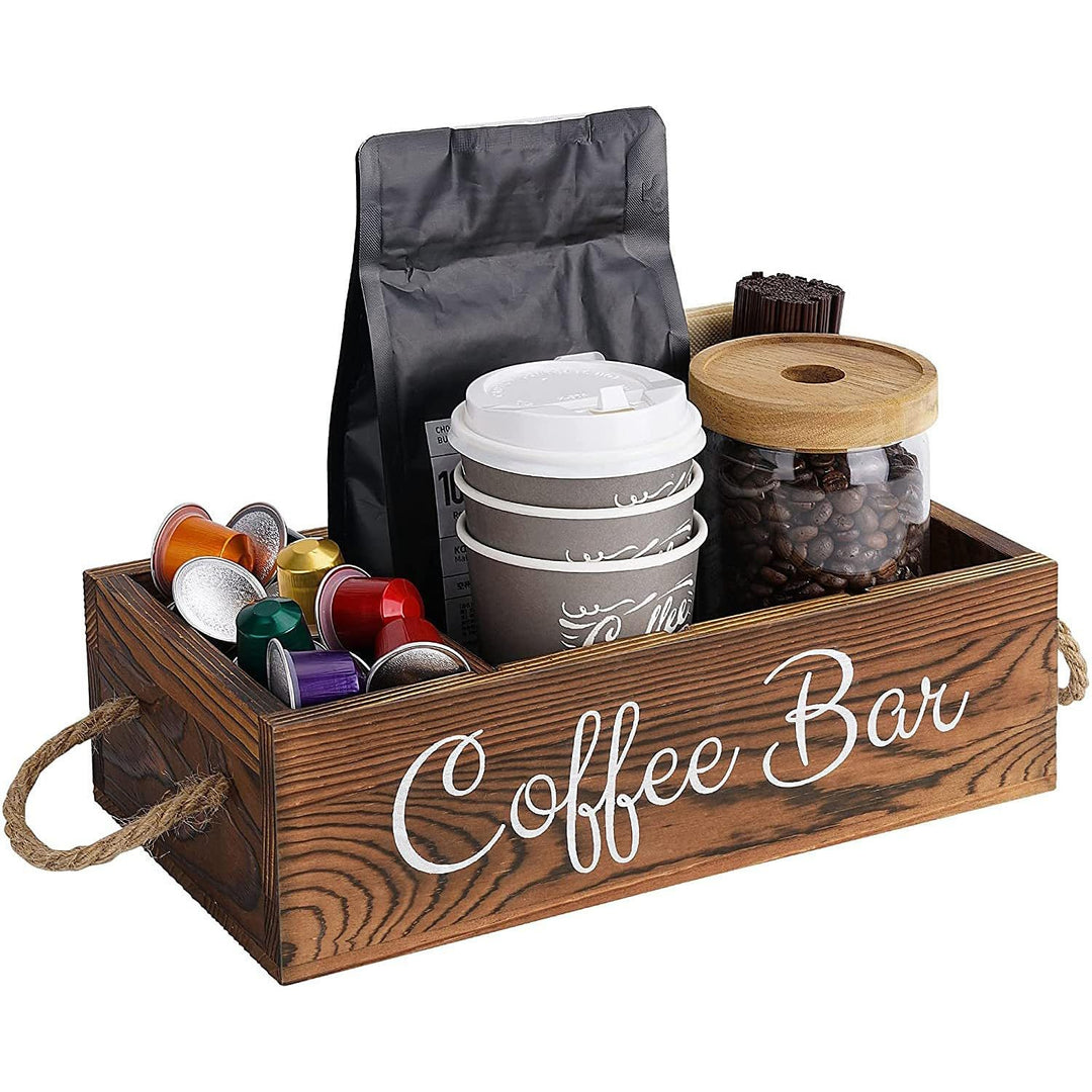 Kaffee-Station Veranstalter, Holz Kaffee-Bar Station mit Griff K Cup Veranstalter Kaffeepods-Halter