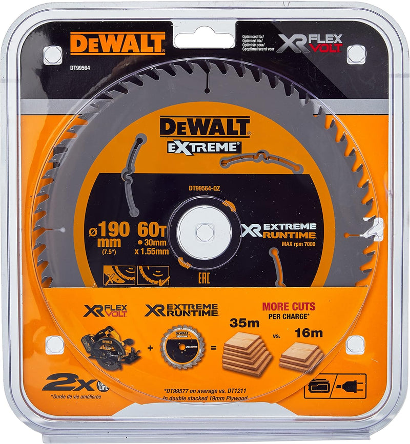 Dewalt XR Extreme Runtime Kreissaegeblatt Handkreissäge, 1 Stück, 190/30 mm 60 WZ/FZ, DT99564-QZ 190