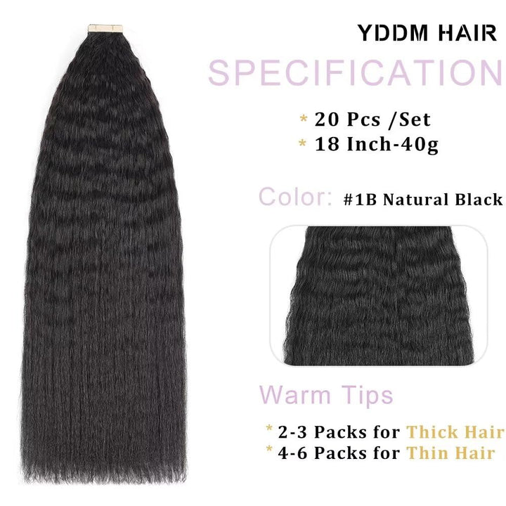 YDDM Schwarze Frauen tape extensions echthaar schwarz Kinky Straight Tape in haarverlängerung echtha