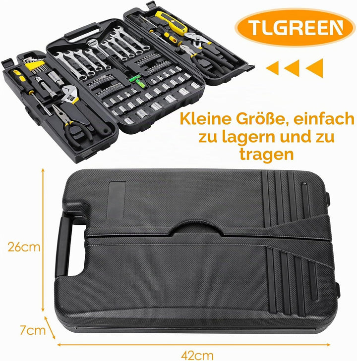 TLGREEN Werkzeugkoffer 95-tlg Werkzeug Set in stabilem Kunststoffkoffer, Werkzeugkasten Haushalt Wer
