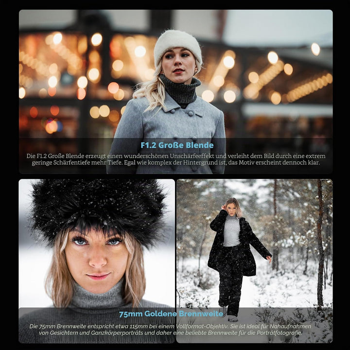 VILTROX 75mm f/1.2 XF-Objektiv für Fuji-X-Mount, F1.2 Weitwinkel-APS-C-Festbrennweitenobjektiv für F