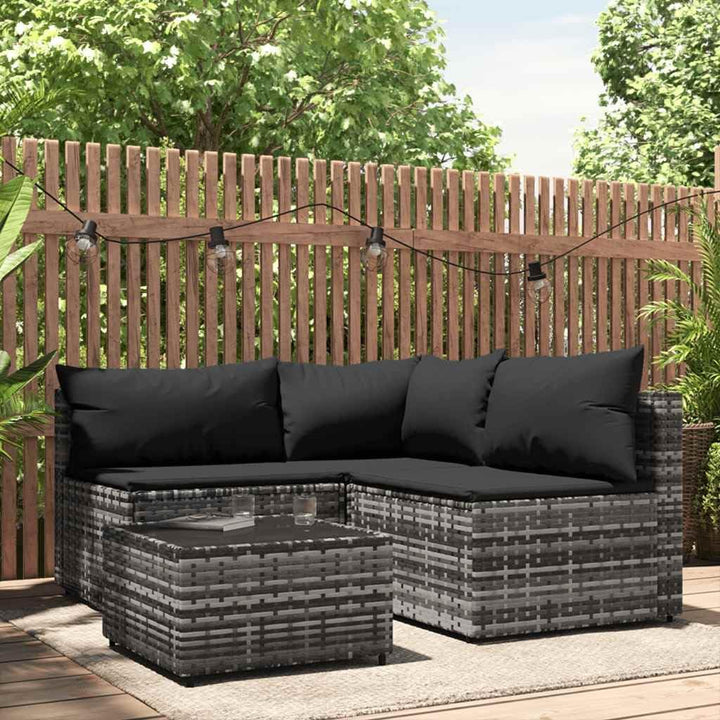 vidaXL Garten Lounge Set 4-TLG., Gartenmöbel Set mit Kissen, Sitzgruppe für Garten Terrasse, Modular