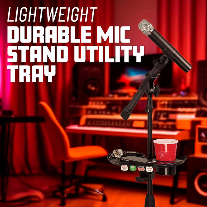 Gator Frameworks Zubehör-Ablage für Mikrofonstativ mit Getränkehalter und Plektrumhalter, 30,5 cm x