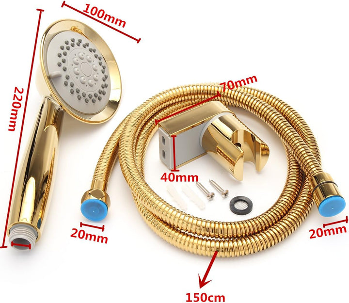 Baogu Europäischen Stil Gold Rainfall Kopfbrause Filtration Wasserspar Handbrause mit Brauseschlauch